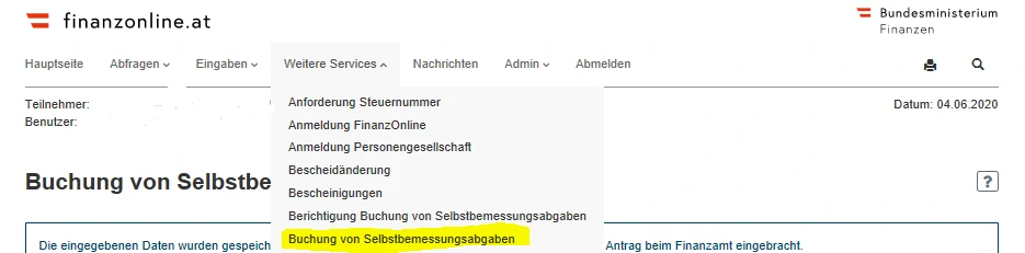 FinanzOnline Navigation