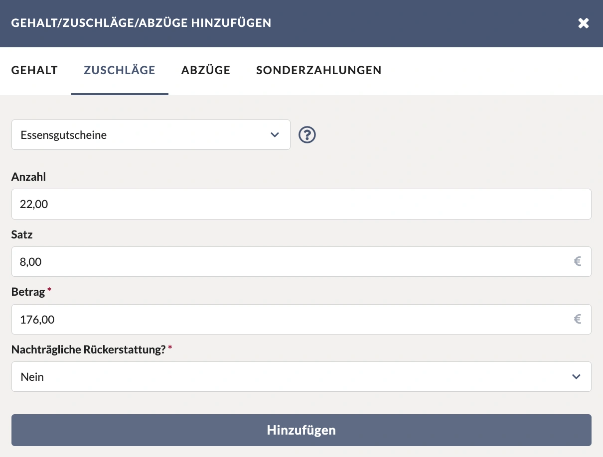 Essensgutscheine in Lohnbot
