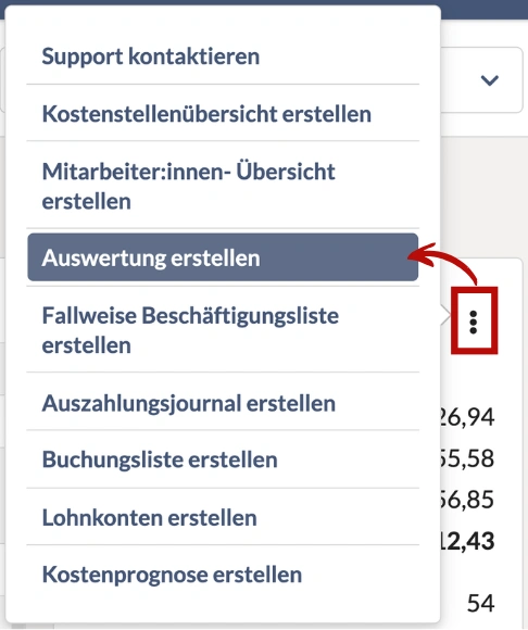 So erstellen Sie die Rückstellungsliste in Lohnbot
