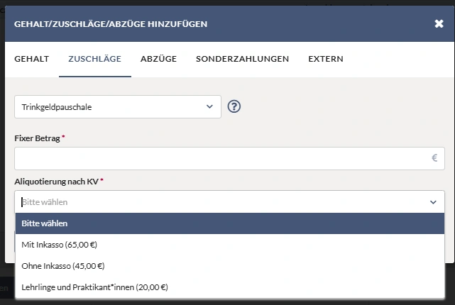 Umsetzung der Trinkgeldpauschale in Lohnbot